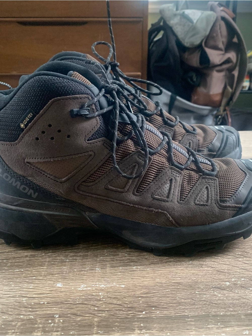 Salomon Brown and Black Men's Hiking Boots - 8.5US Men’s